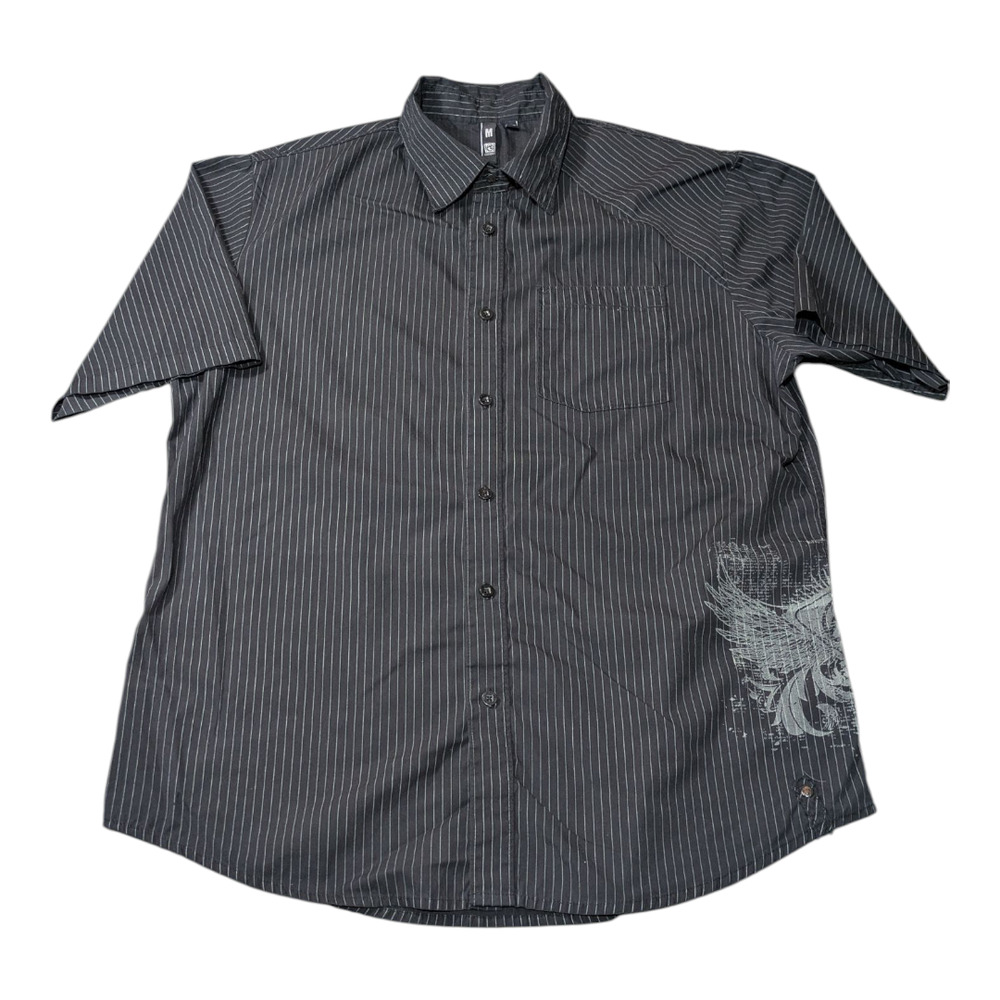 Octan Current Currehy Black And White Striped Button Up Size Med